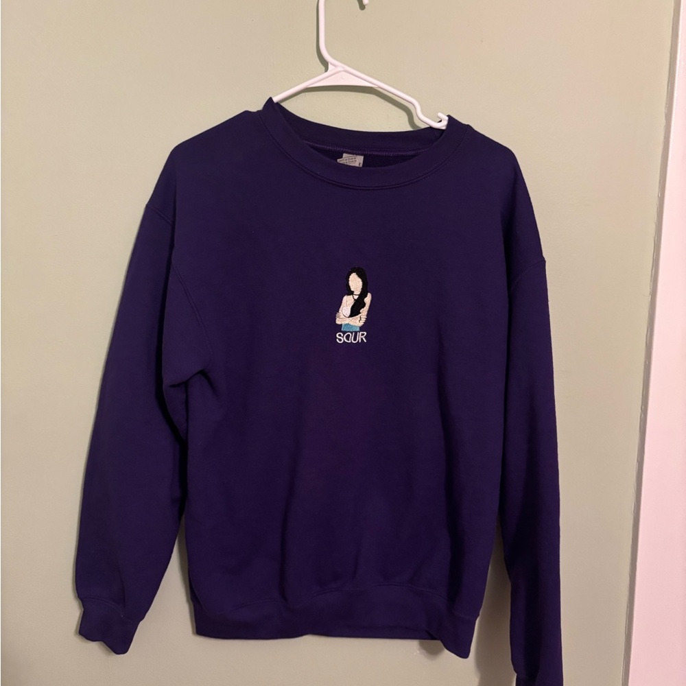 Gildan Deep Purple Embroidered Olivia Rodrigo Crewneck Sweatshirt